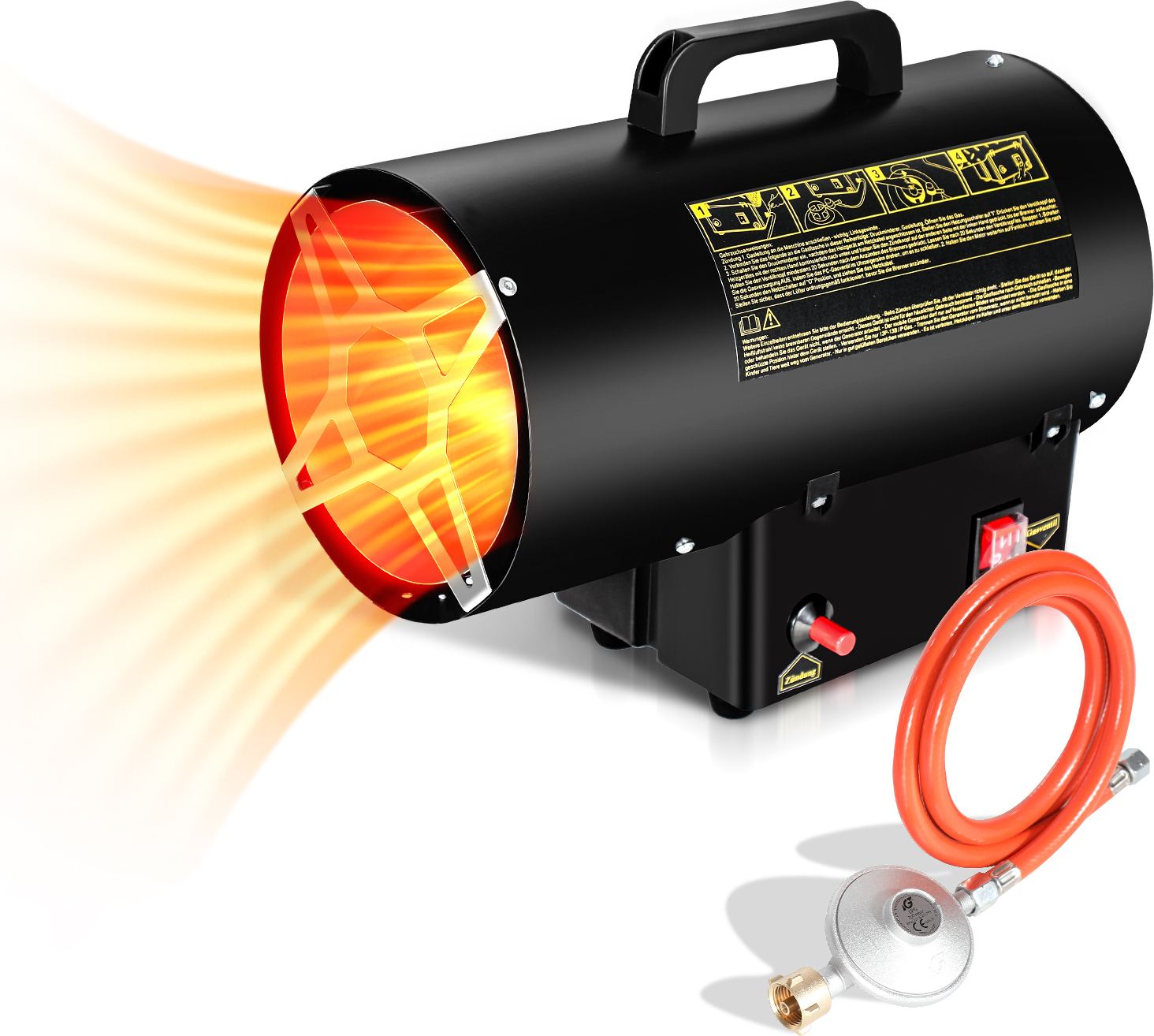 Jayseuw 10kW plynový ohrievač s ventilátorom plynový ohrievač plynový ohrievač kanón plynový ohrievač stavebný ohrievač plynový ohrievač ventilátor ohrievač vrátane plynovej hadice a reduktora tlaku ohrievač ventilátor