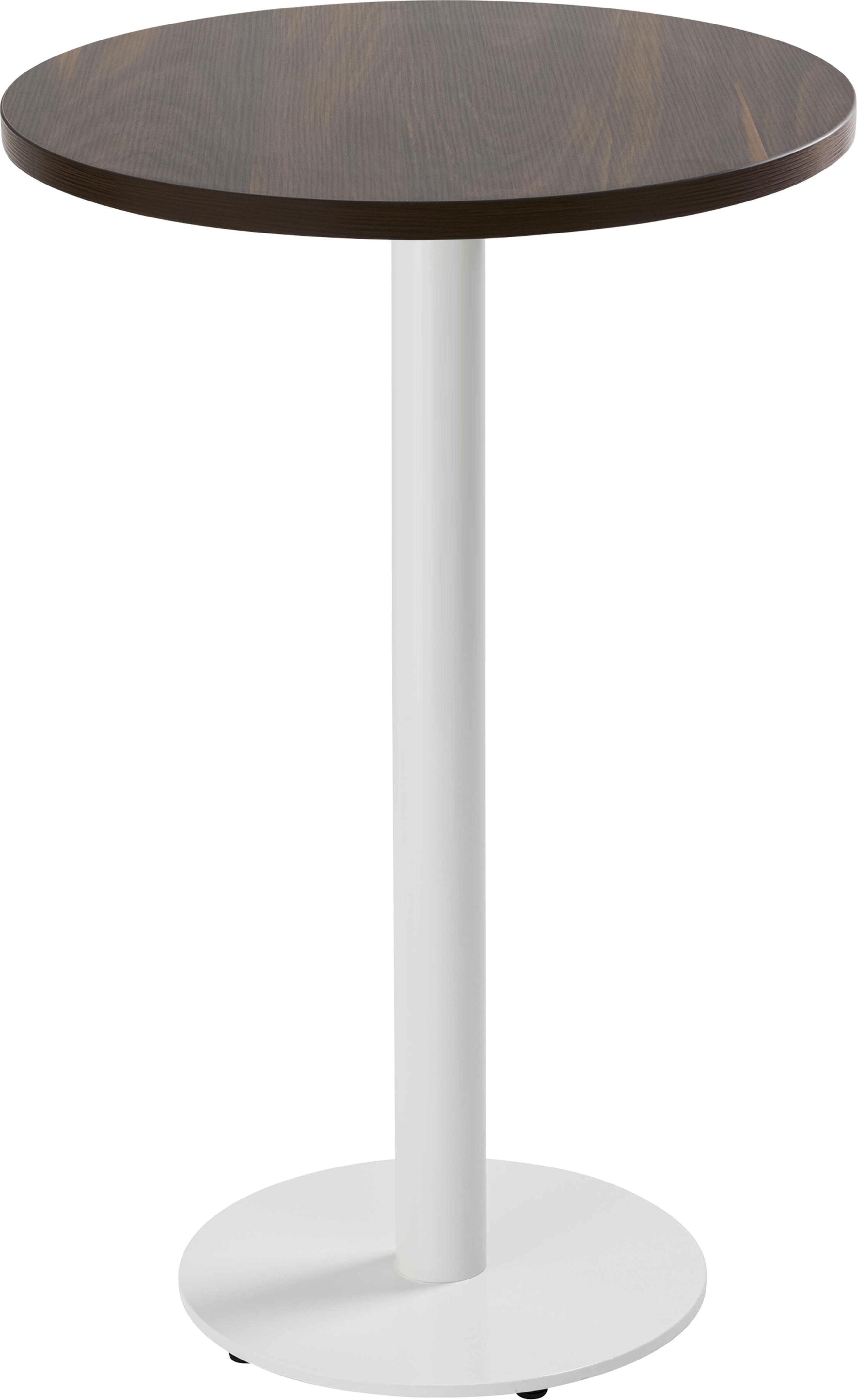 Tisch hoch rund 60 cm weißes Bein und dunkle Holzverkleidung - Oviala Rivoli 113133