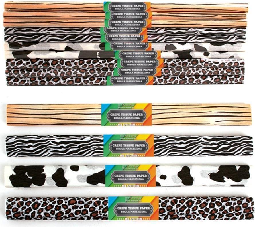 Lobbes Crêpepapier Tiermuster Bastelset - 10 Rollen buntes Kreativpapier 6430158