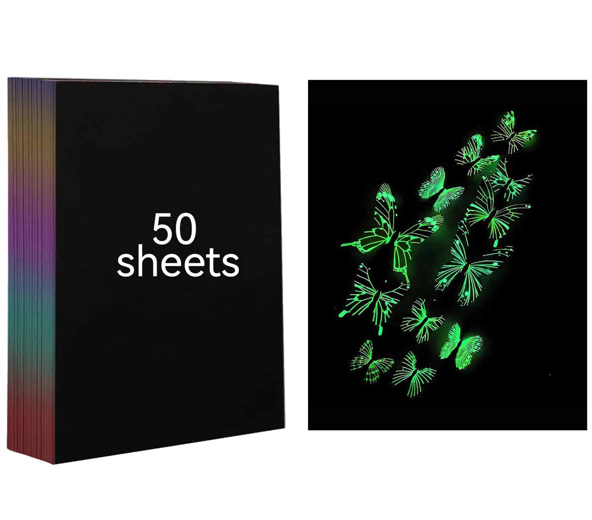 ATOMSTACK Kratzpapier Set - 50 Blatt A4 fluoreszierendes Kratzkunstpapier (28 x 20,8 cm) für DIY Bastelprojekte und Geschenke