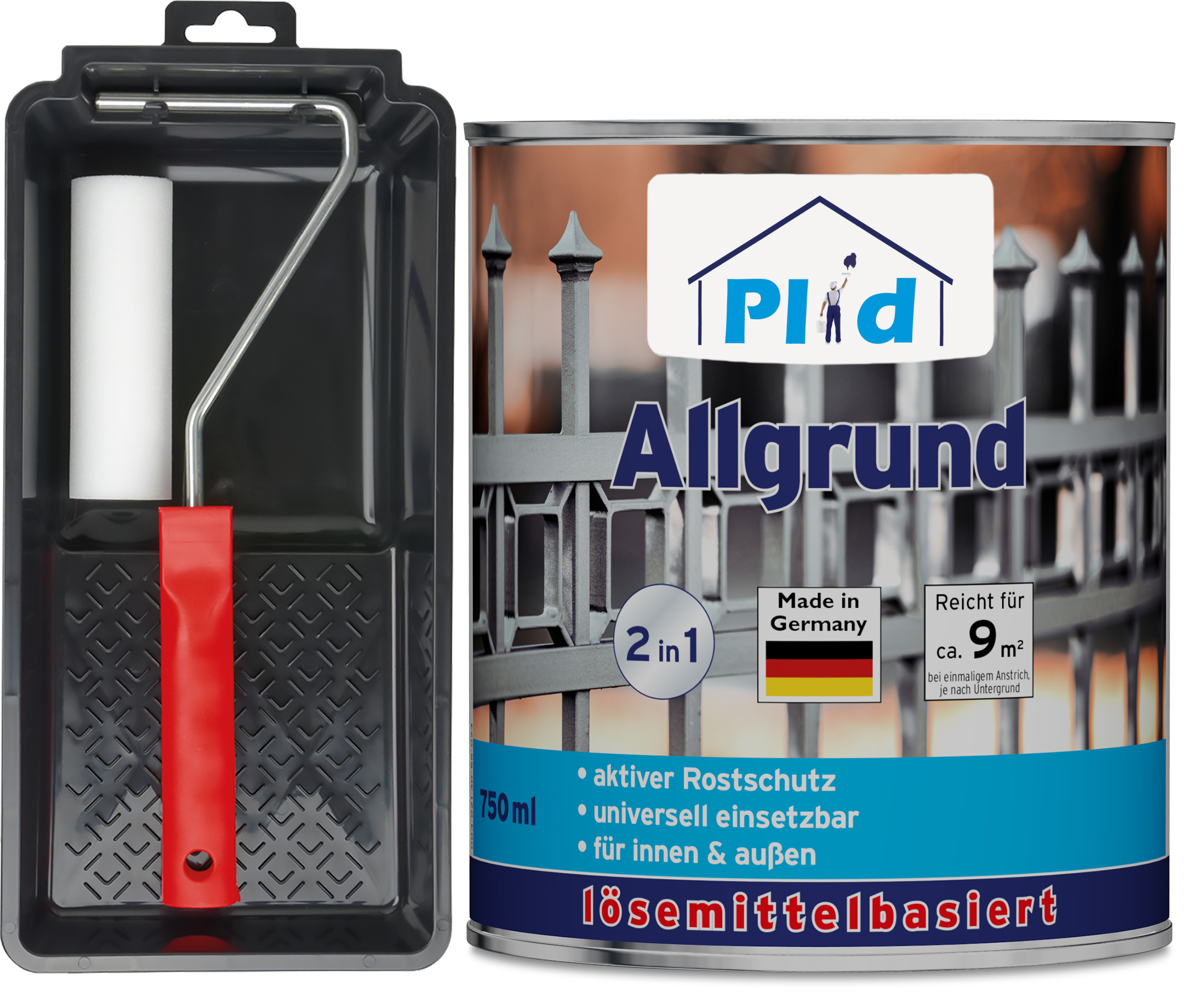 plid Premium Allgrund Rostgrundierung Grundierung Set 0,75l - Anstreichset
