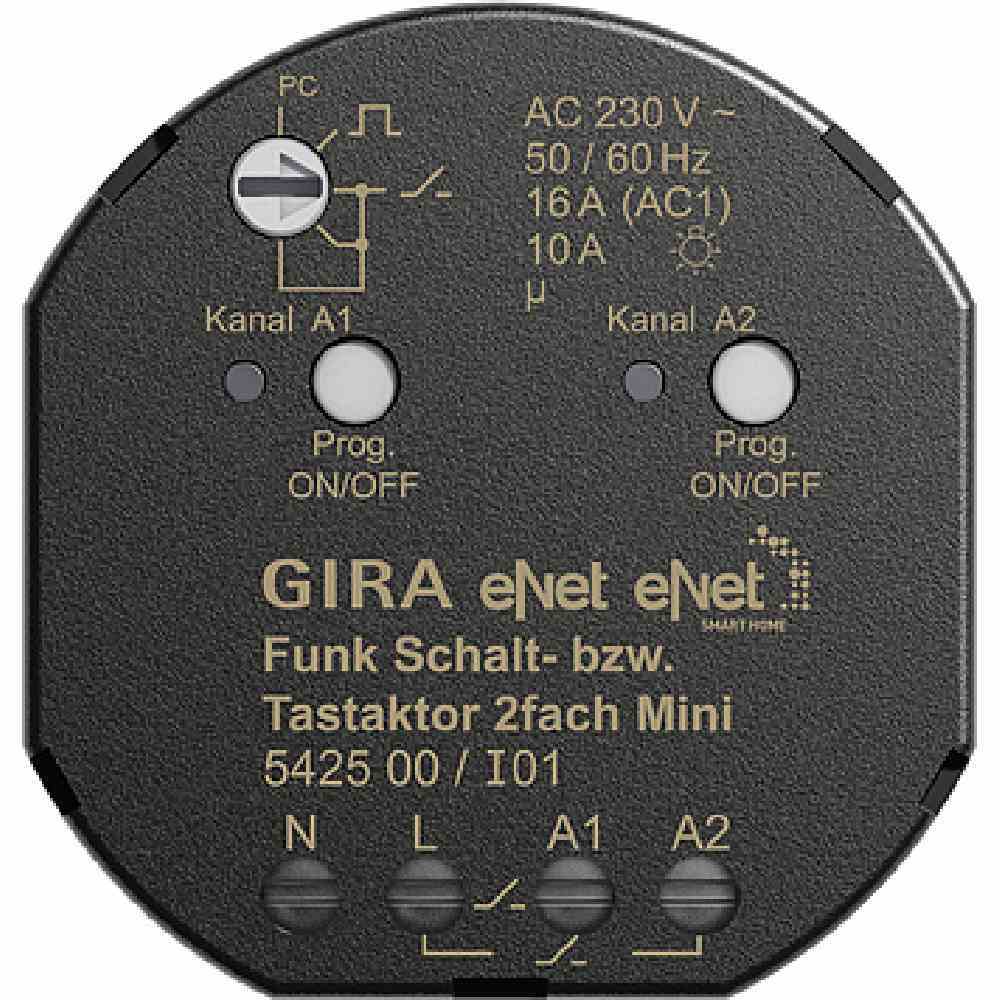 GIRA Funk Schalt Tastaktor Mini 2fach Gira eNet 542500