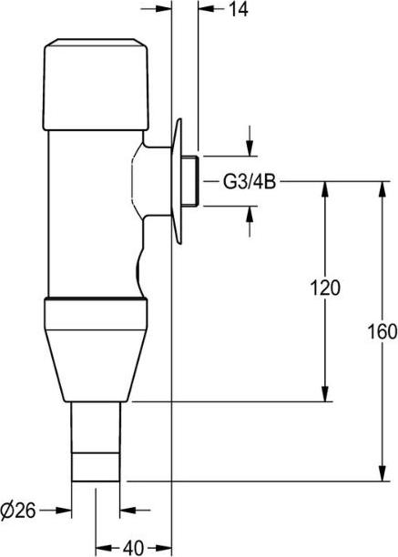 KWC WC-Druckspüler für Aufputzmontage mit automatischer Spülstromregulierung FW000257