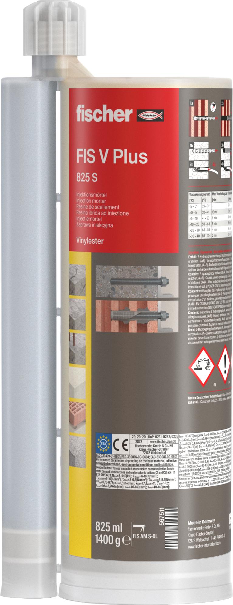 Fischer 567511, Polymer-modifizierter Mörtel, Paste (gebrauchsfertig), 1,4 kg, Mauerziegel, Beton, CE, 45 min