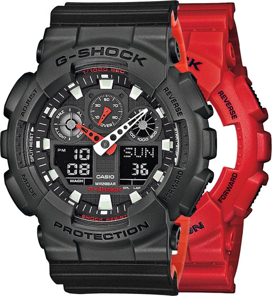 Zegarek Casio G-Shock SET GA-100B-4AER + BEZEL 10467795 + PASEK 10577142 20BAR