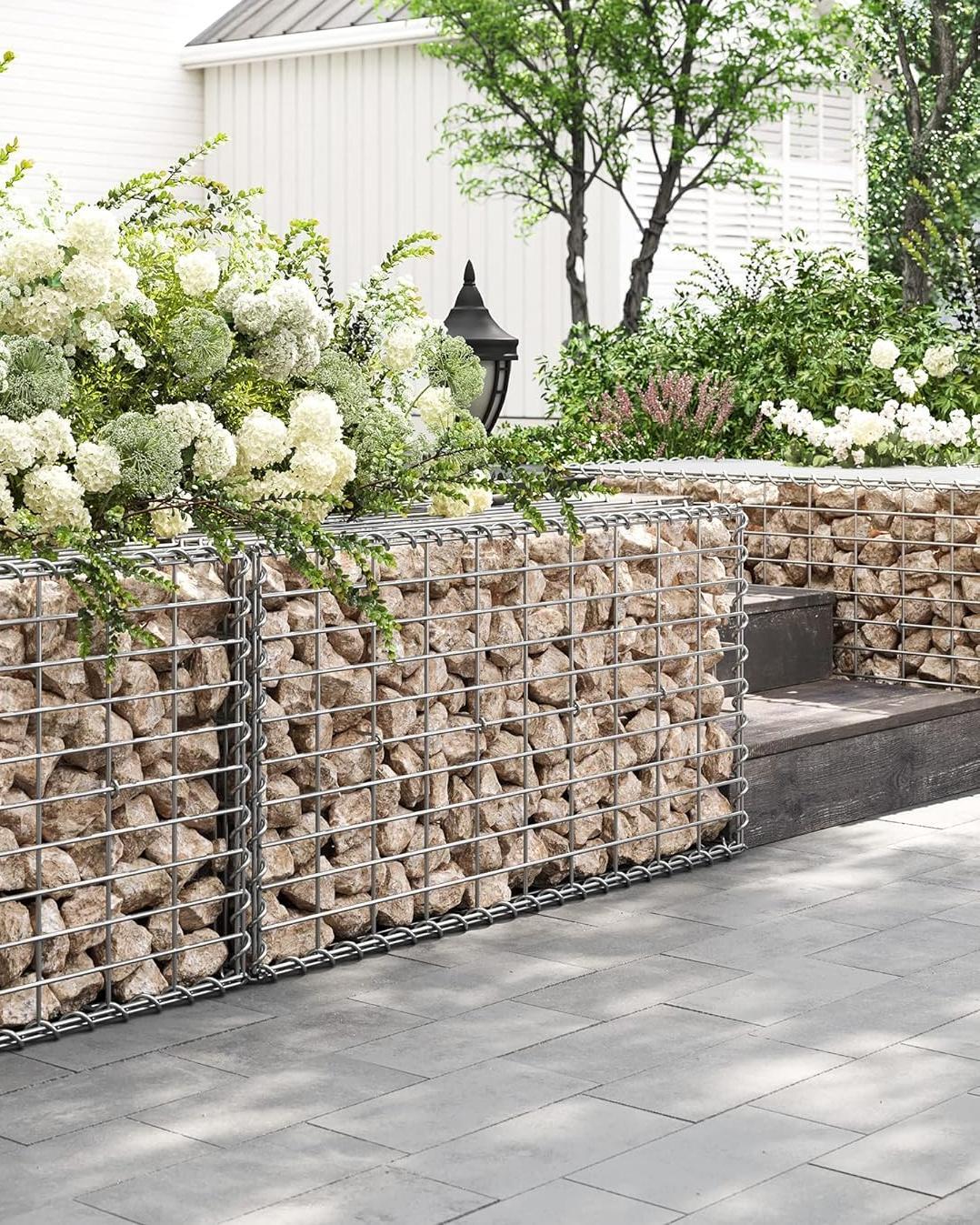 SONGMICS Gabionenkorb, Metall-Steinkorb, Steingabione Mauer, 100 x 50 x 50 cm GGB155