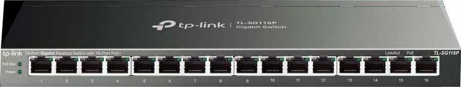 TP-Link TL-SG116P V1 - Switch - unmanaged - 16 x 10/100/1000 (PoE+) - Desktop - PoE+ (120 W)