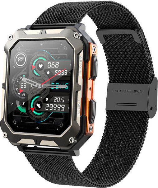 Akokie Smartwatch Herren mit Telefonfunktion 1,83" HD Display Sportuhr mit Schlafmonitor IP68 Wasserdicht für Android iOS, Orange C20Pro Orange Stahlgürtel