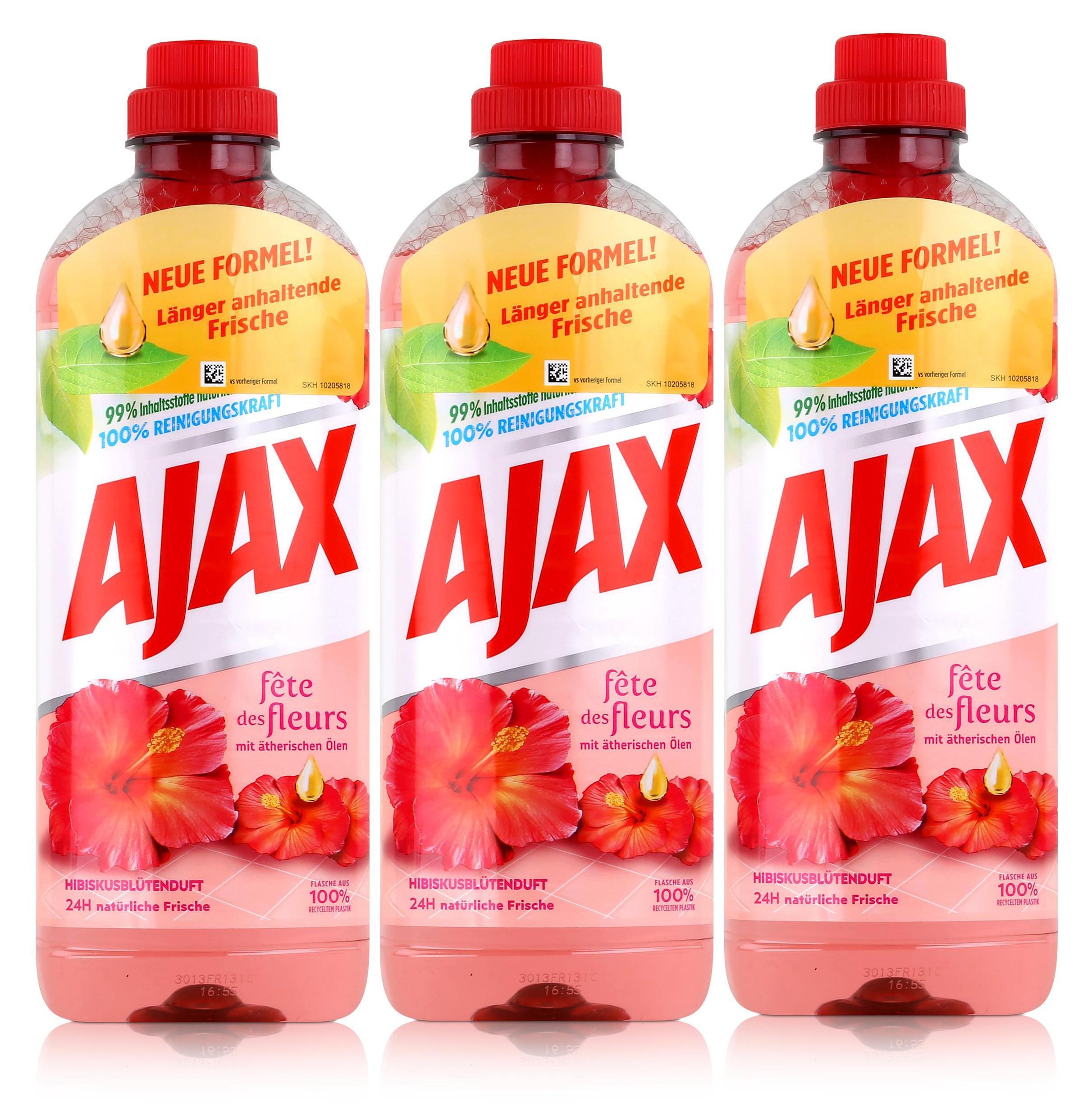 GABA GMBH Ajax Allzweckreiniger Hibiskusblütenduft 1L - 100% Reinigungskraft (3er Pack)