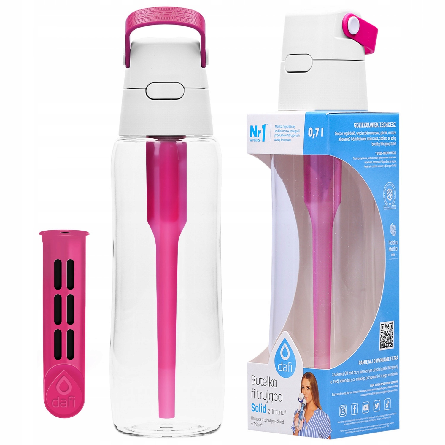 Dafi Borraccia con filtro | 0,5 l | bottiglia d'acqua con filtro per acqua | senza BPA | borraccia sportiva con acqua filtrata per viaggi | bottiglia filtro per esterni + filtro