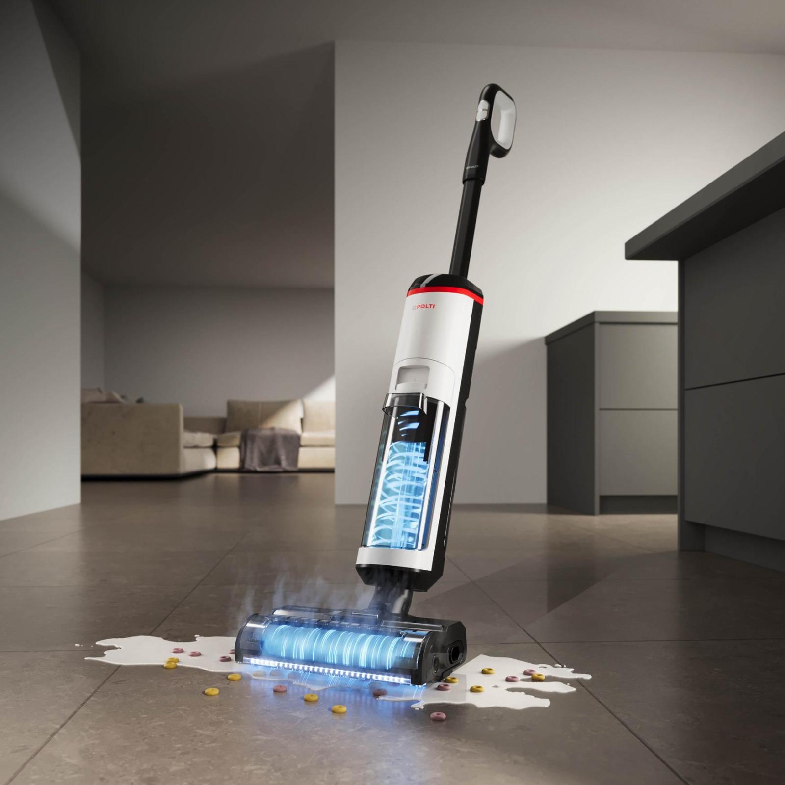 Polti WD10, Tyčový vysávač 2 v 1, Bezvreckové, Čierna, Biela, 0,6 L, 0,8 L, Obdĺžnikový