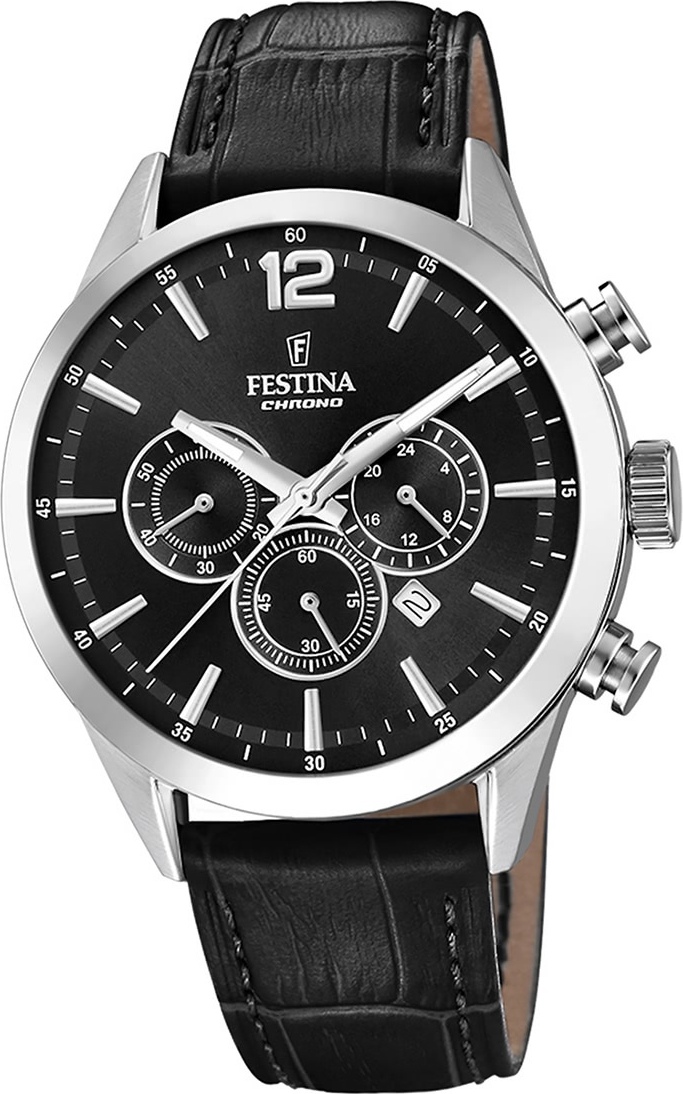 Kožené pánske náramkové hodinky Festina black fashion D2UF20542/5