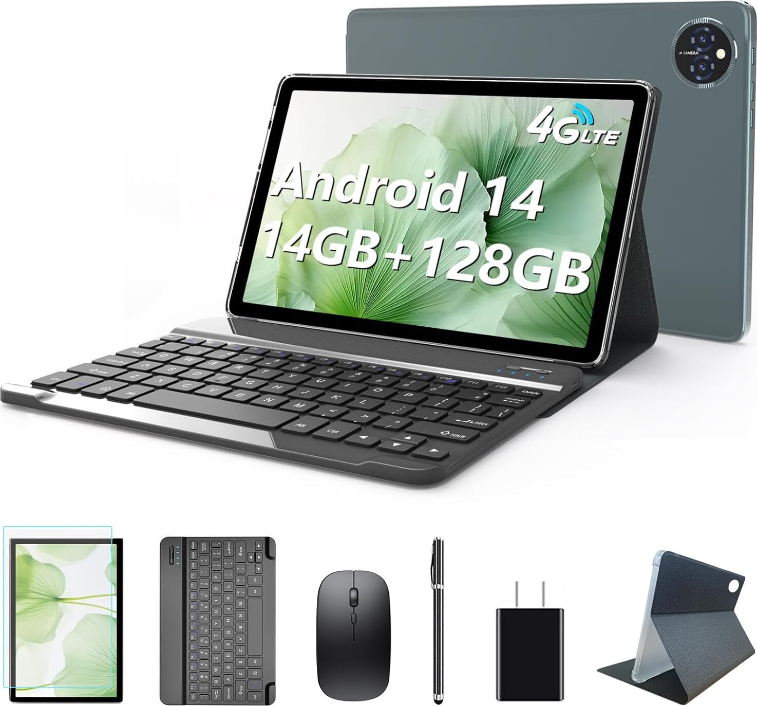 Tablet Android 14, tablety 10 palcov, 4G LTE 5GHz WiFi PC, 14GB RAM + 128GB ROM (1TB TF), Octa-Core FHD 1920x1200 Incell IPS, 8000mAh, 13MP + 8MP,