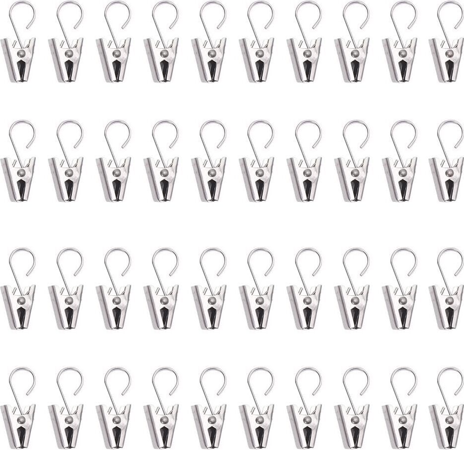100 Stück Vorhangclips Aus Edelstahl – Silberne Klammern Mit Haken & Ringen Für Gardinen, Fotos & Lichterketten