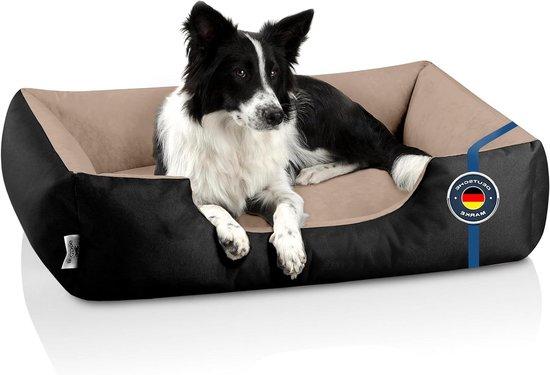 OEM Hundebett Quadrat - Hundekissen - Bequemlichkeit Schlafen - Gelenk- und Rückenfreundlich - Maß L - Schwarz Beige 2026