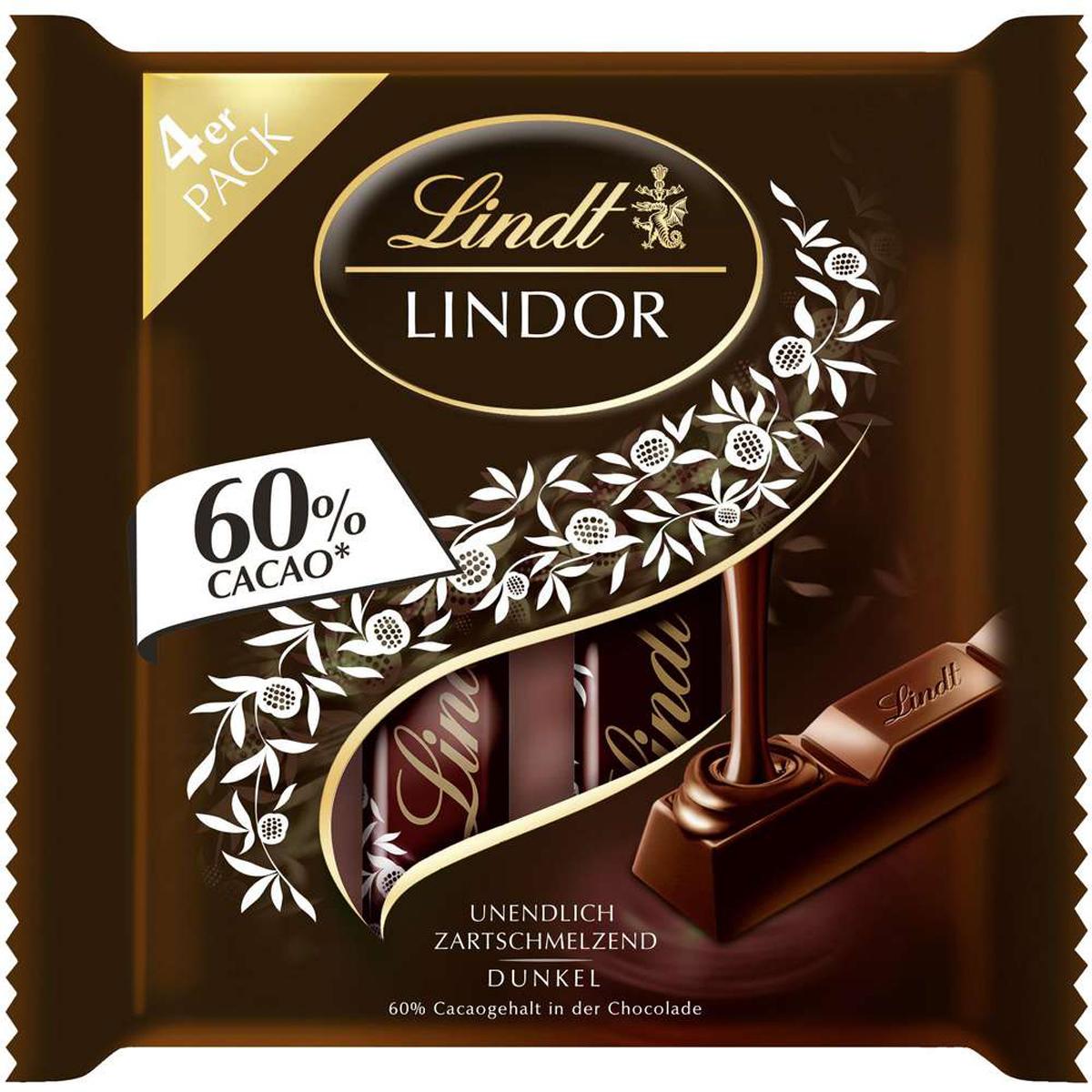 Lindt Lindor Stick Multipack Edelbitter Schokolade mit Füllung 100g 838848