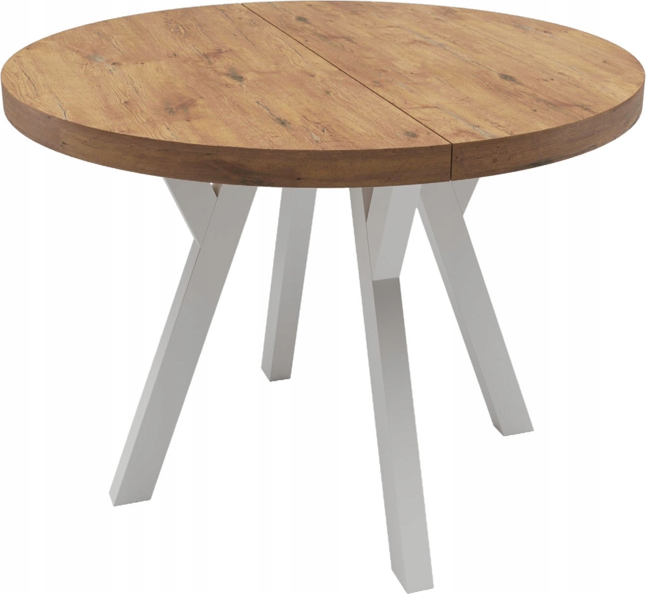 Damale-Meble Weißer runder Tisch Eiche Lancelot Ungeklappt Ø90