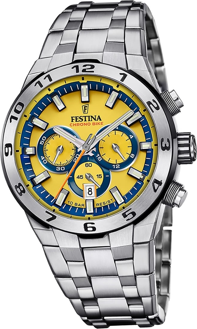 Pánske hodinky Festina z ušľachtilej ocele strieborné Náramkové hodinky Festina Chrono Bike D2UF20670/4