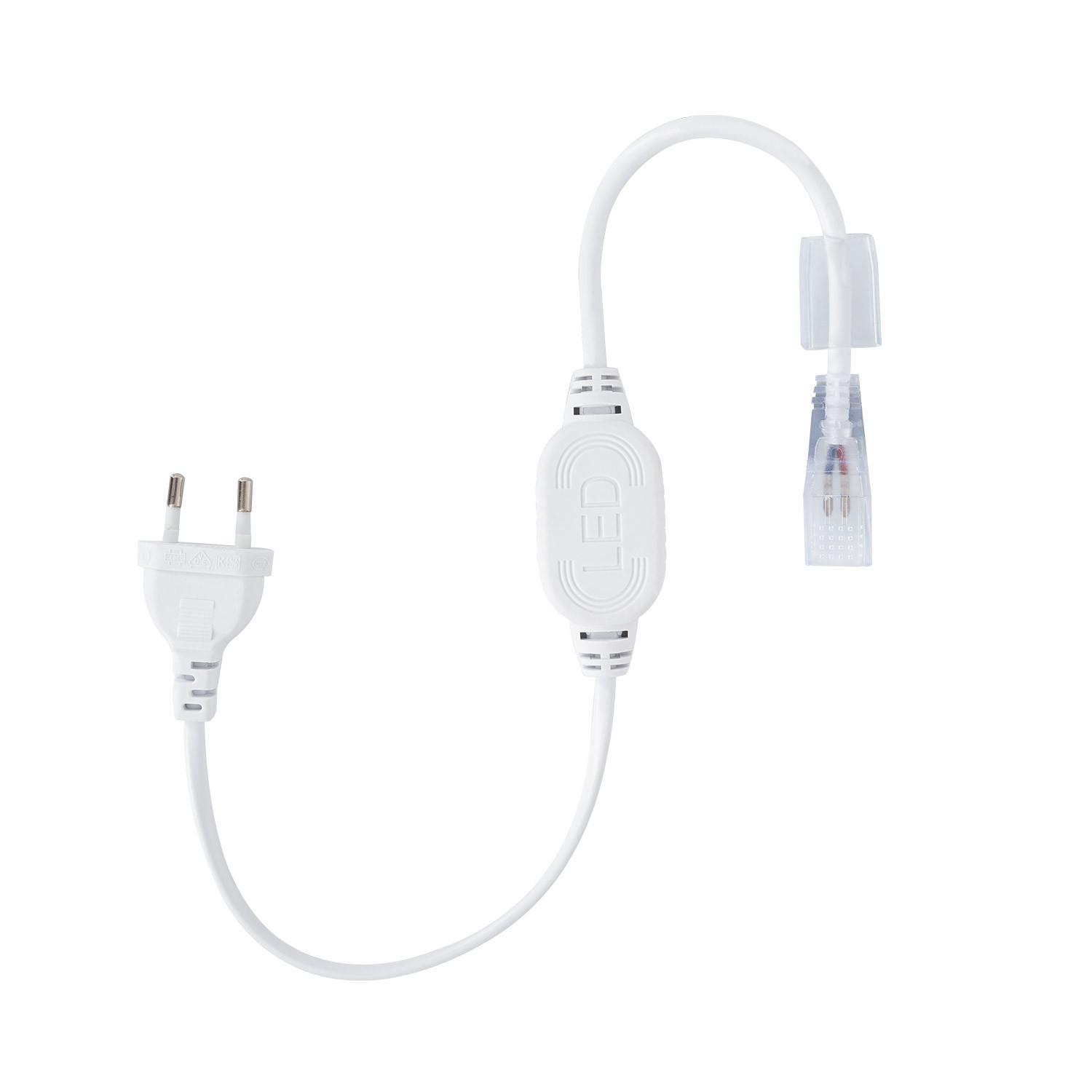 LEDKIA Gleichrichterstromkabel für LED Streifen 220V AC 1SMD/COB IP65 Breite 12mm Schnitt alle 50cm Weiß