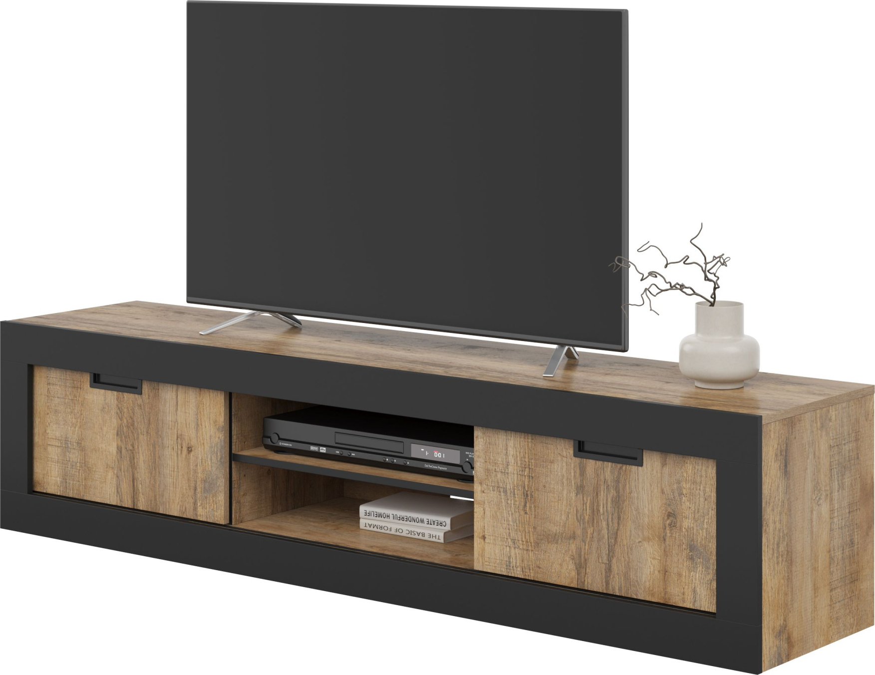 TV-Ständer COLTRANE - Samdal-Eiche / Schwarz