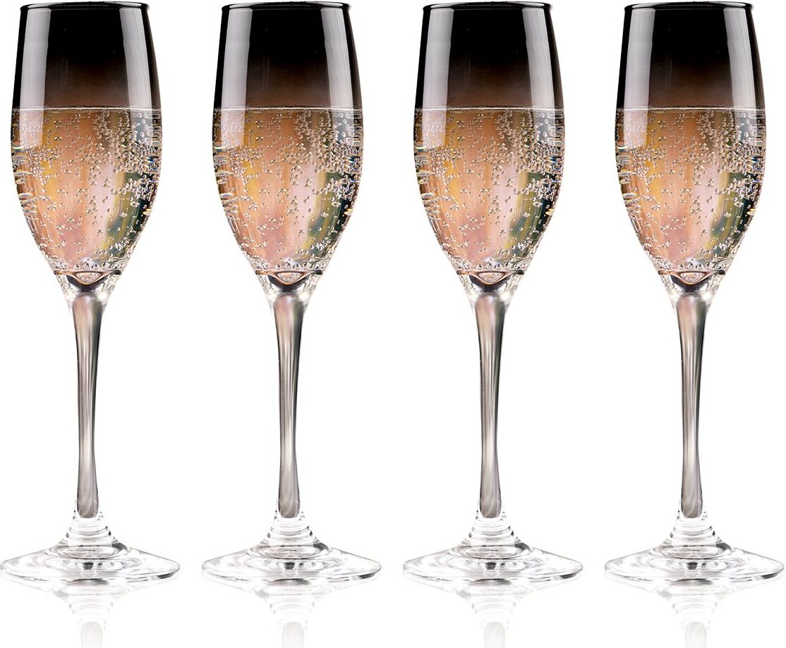 alpina Champagnergläser Set 4-teilig – Champagnergläser geräuchert – auch für Prosecco und Cava geeignet – Champagnergläser für jeden Anlass – Glas