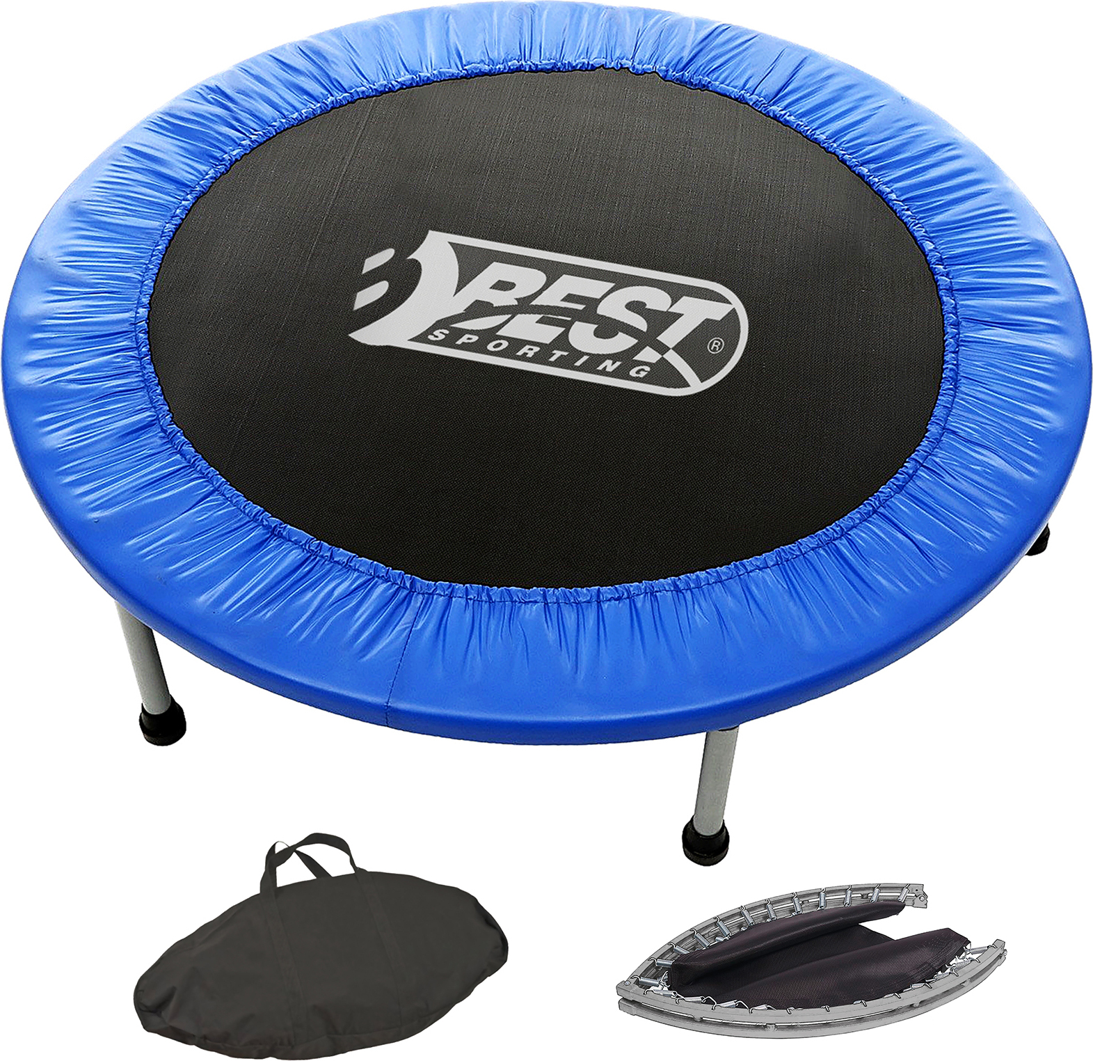 Najlepšia športová fitness trampolína vnútorná skladacia s taškou, modro-čierna