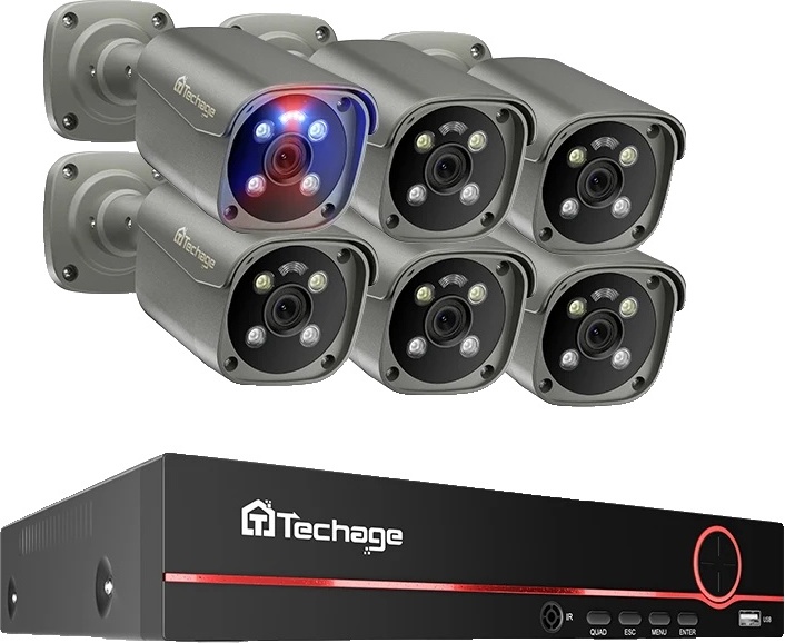 Bezpečnostný kamerový systém, 8CH video vstup, obojsmerná audio komunikácia, 3T (vonkajšie športy), 8CH 6 ks 8MP kamera