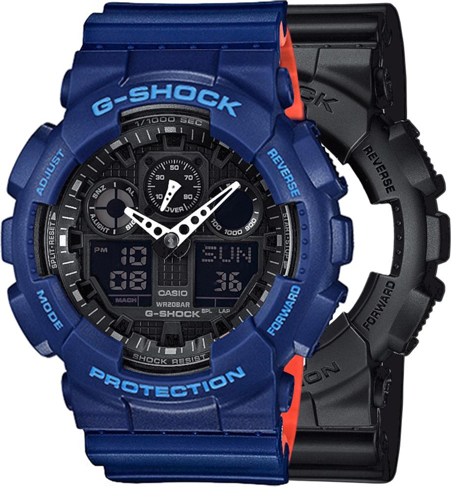 Zegarek Casio G-Shock SET GA-100-1A1ER + BEZEL 10527398 + PASEK 10527467 20BAR