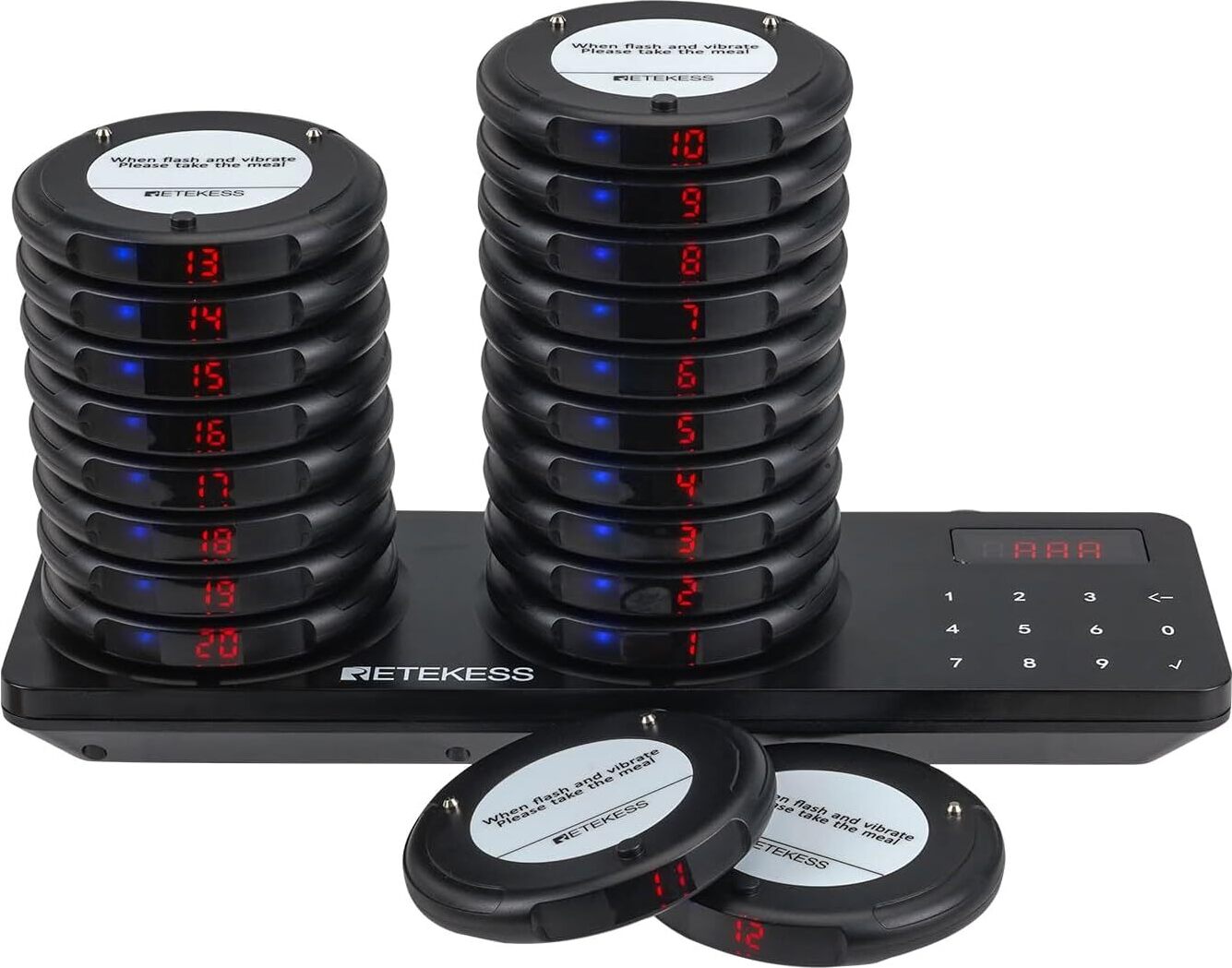 Retekess TD163 Restaurant Pager System, Pager Rufsystem, 400M, 31 Anrufmodi, 20H Standby, Gästerufsystem für Hotel, Bars, Clubs(20 Pager) EUF9609E