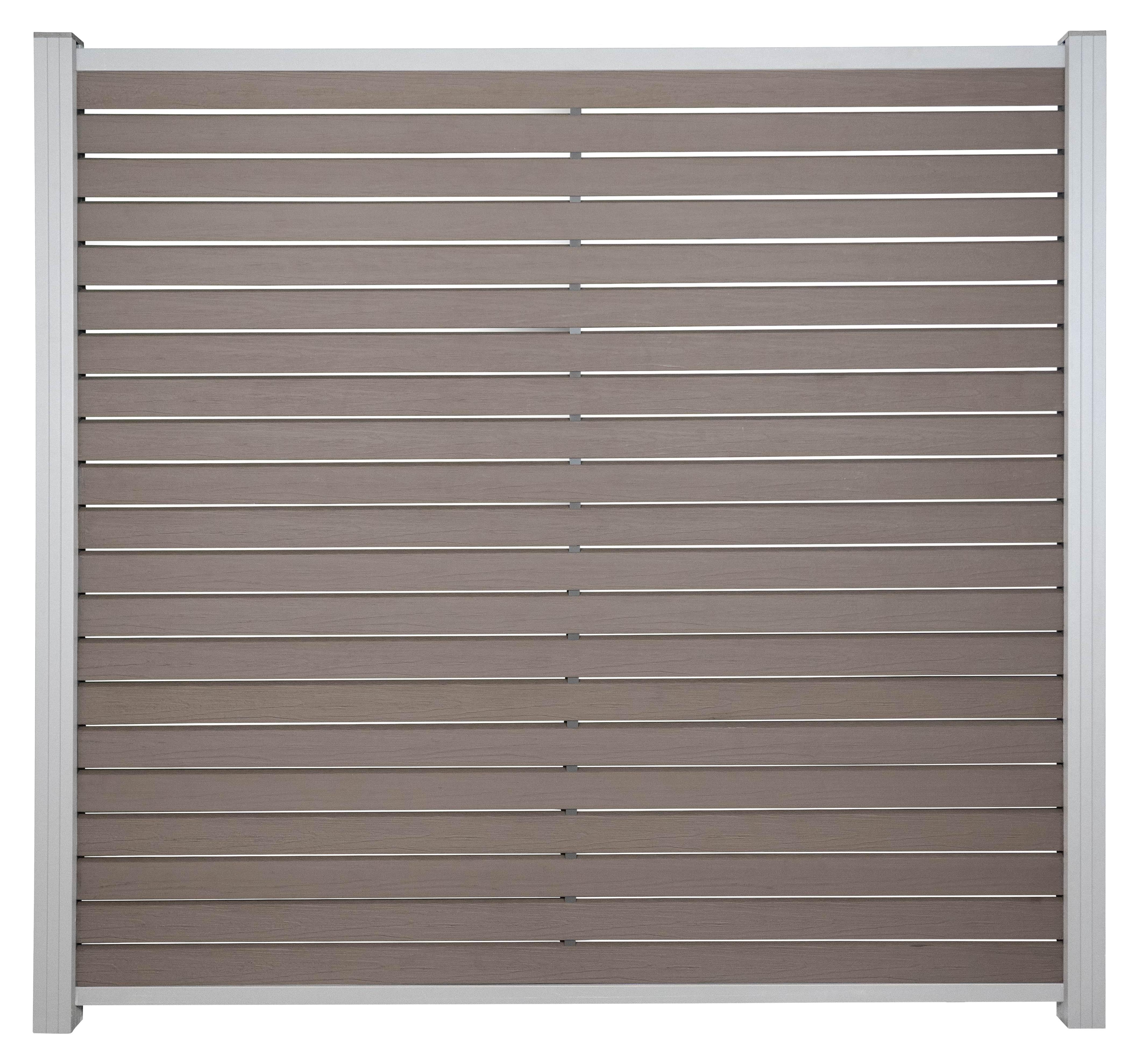 Ligna-Gard GmbH Ligna Gard Rhombus WPC Zaun Texel Holzstruktur ca. 180 x 180 cm Sichtschutz Steckzaun Schokobraun Holzstruktur Aluminium Silber Ohne Pfosten