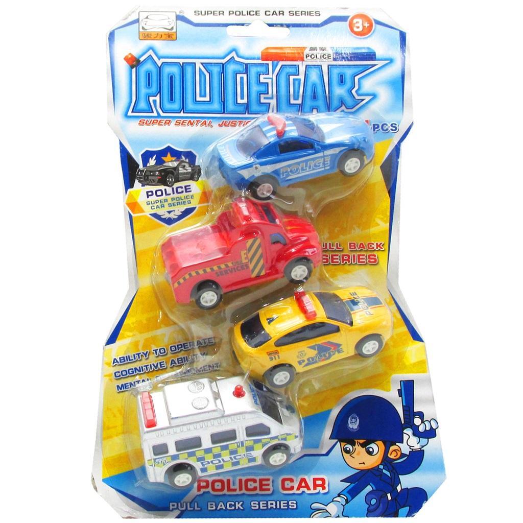 Trifox Polizei-Fahrzeugset, 4-teiliges Set mit verschiedenen Fahrzeugmodellen
