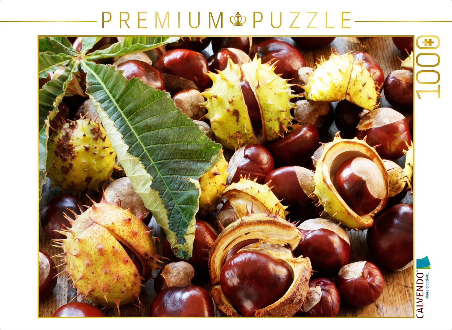 Calvendo Kastanien mit Kastanienblatt - Foto-Puzzle, 1000 Teile, 1000 Stück(e), andere