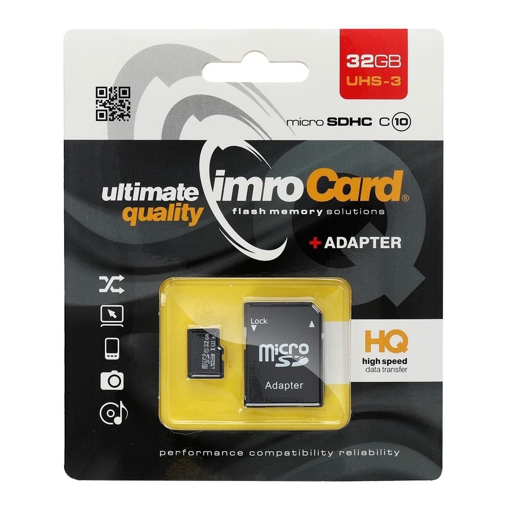 SPEICHERKARTE IMRO micro SDHC 32GB Klasse 10 mit SD UHS-3 MICROSD10/32G UHS-3 ADP