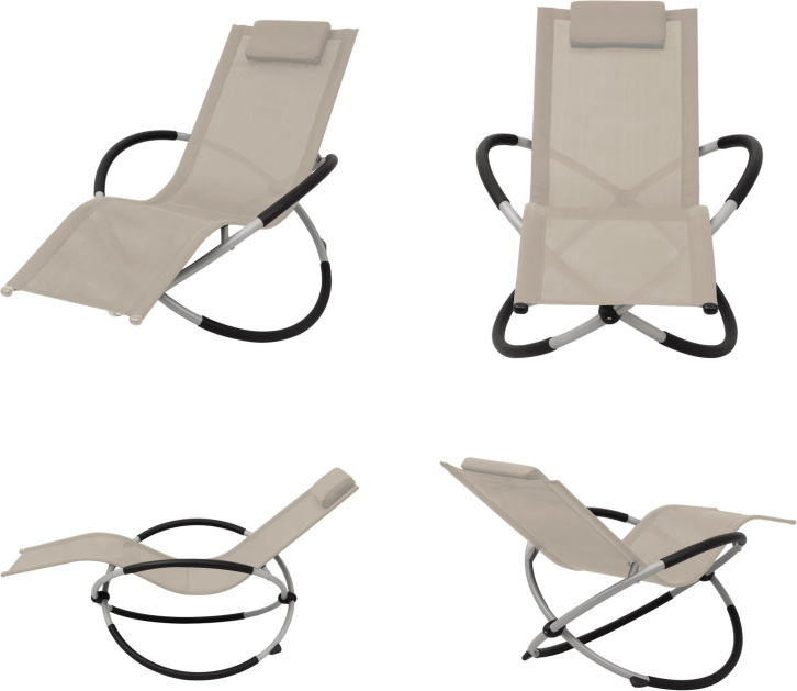 vidaXL Lehátko Geometric Steel Cream - Lehátko na slnenie - Záhradné lehátko - Vonkajšie relaxačné lehátko - Skladacie lehátko