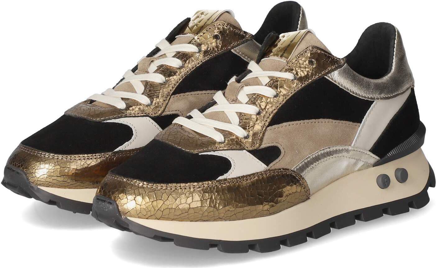 Floris van Bommel Damen Low Sneaker BLOKKI Gold Rauleder Größe: 38 SFW 10098-91-01 Blokki 04.00