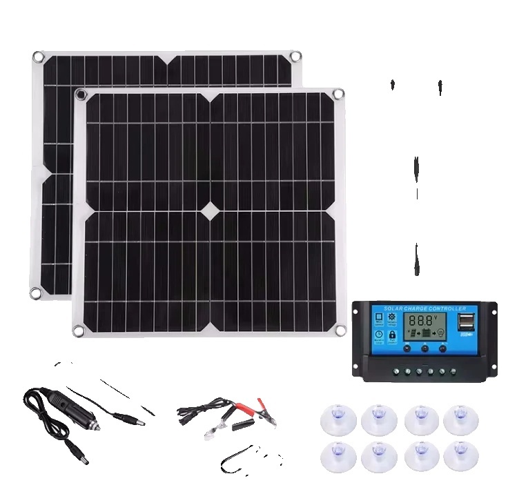 25W solárny panel, dvojitý výstup DC 18V a USB 5V, efektívne riešenie nabíjania, 2x25W 20A