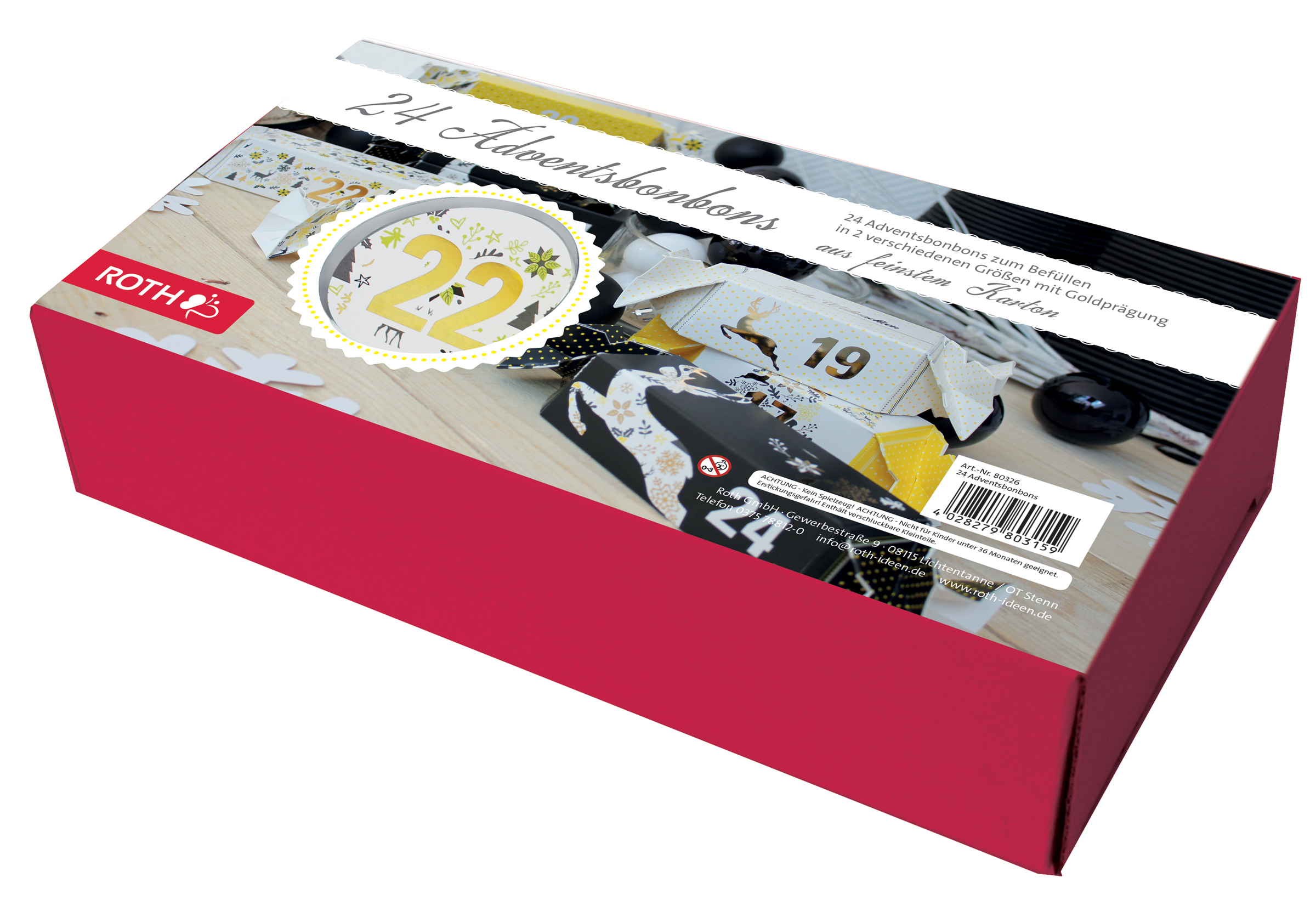 Adventný kalendár ROTH "24 adventných sladkostí na vyplnenie" v sladkom formáte