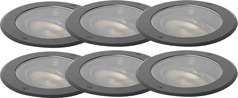 QAZQA Set mit 6 Bodenpunktwarzen AR111 Einstellbar IP65 Delux Honey 105229