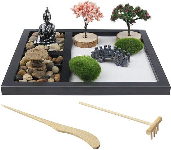OEM Miniatur Zen-Garten-Set mit Meditationssteinen Japanischer Miniatur-Stone-Garten für Geschenke Miniatur-Meditationsstein-Set Houten Fuß für Entspannung Miniatur-Buddha-Statue 2026