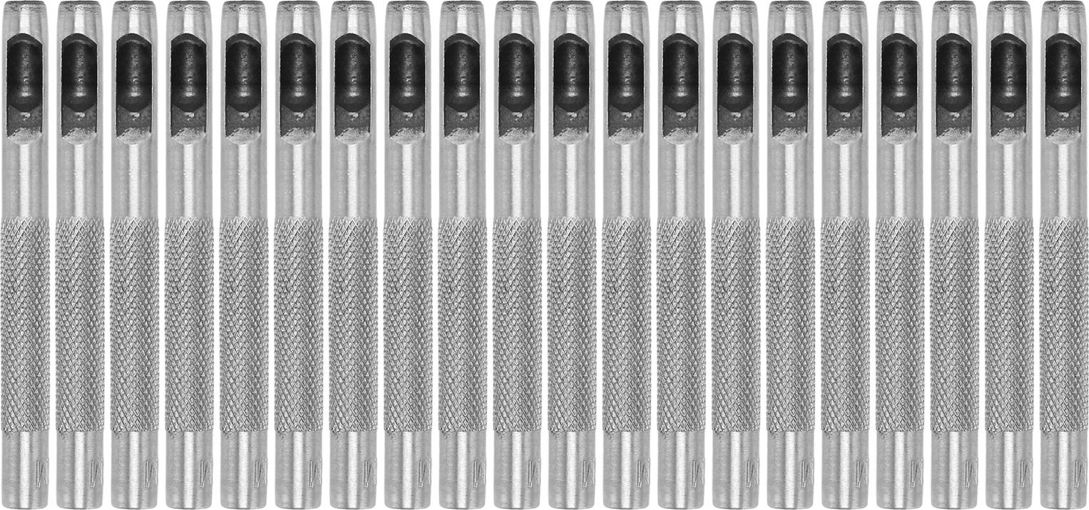 Gistuch 20-teiliges Hohlleder-Stanzset aus Kohlenstoffstahl, robustes Rundlochwerkzeug für Uhren, Stoffgürtel, 6 mm