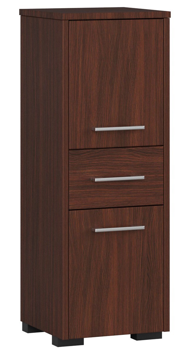 Akord Badezimmerschrank schmal Wenge 30 cm 2 Türen 1 Schublade B30xH85xT30 cm OP0LLAZVEN002