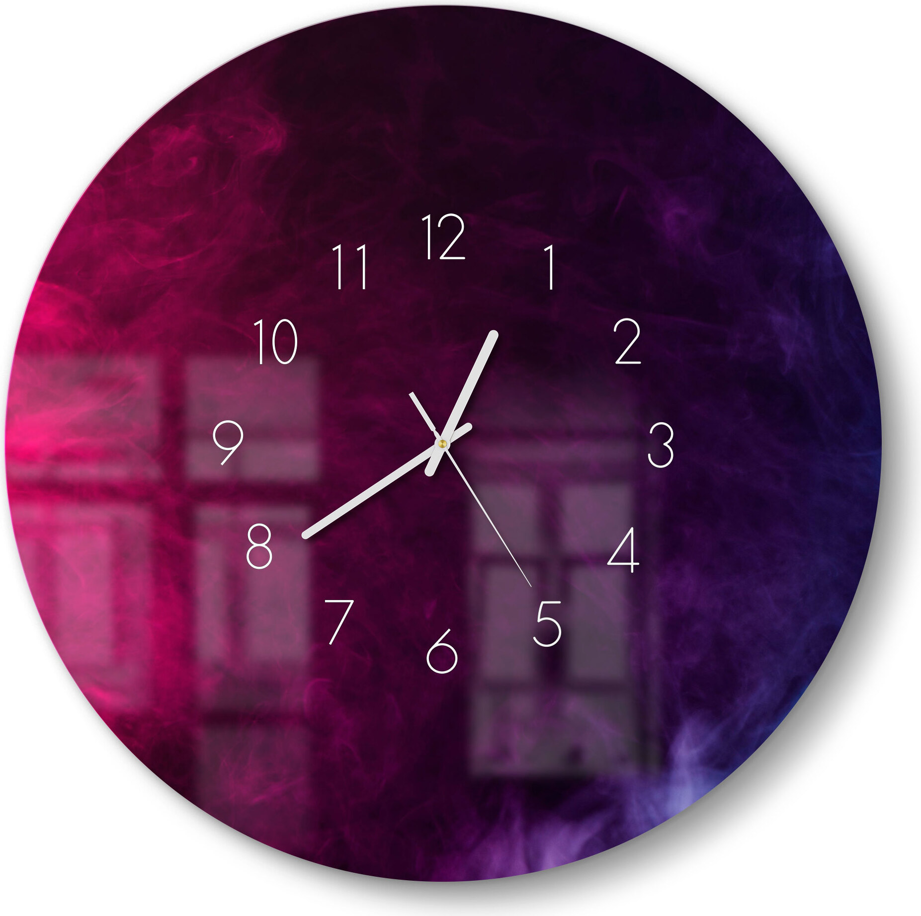 DEQORI Glasuhr Ø50 cm Zahlen 'Bunter Farbdunst' Wanduhr Glas Uhr Design leise WC-D50-N-1206