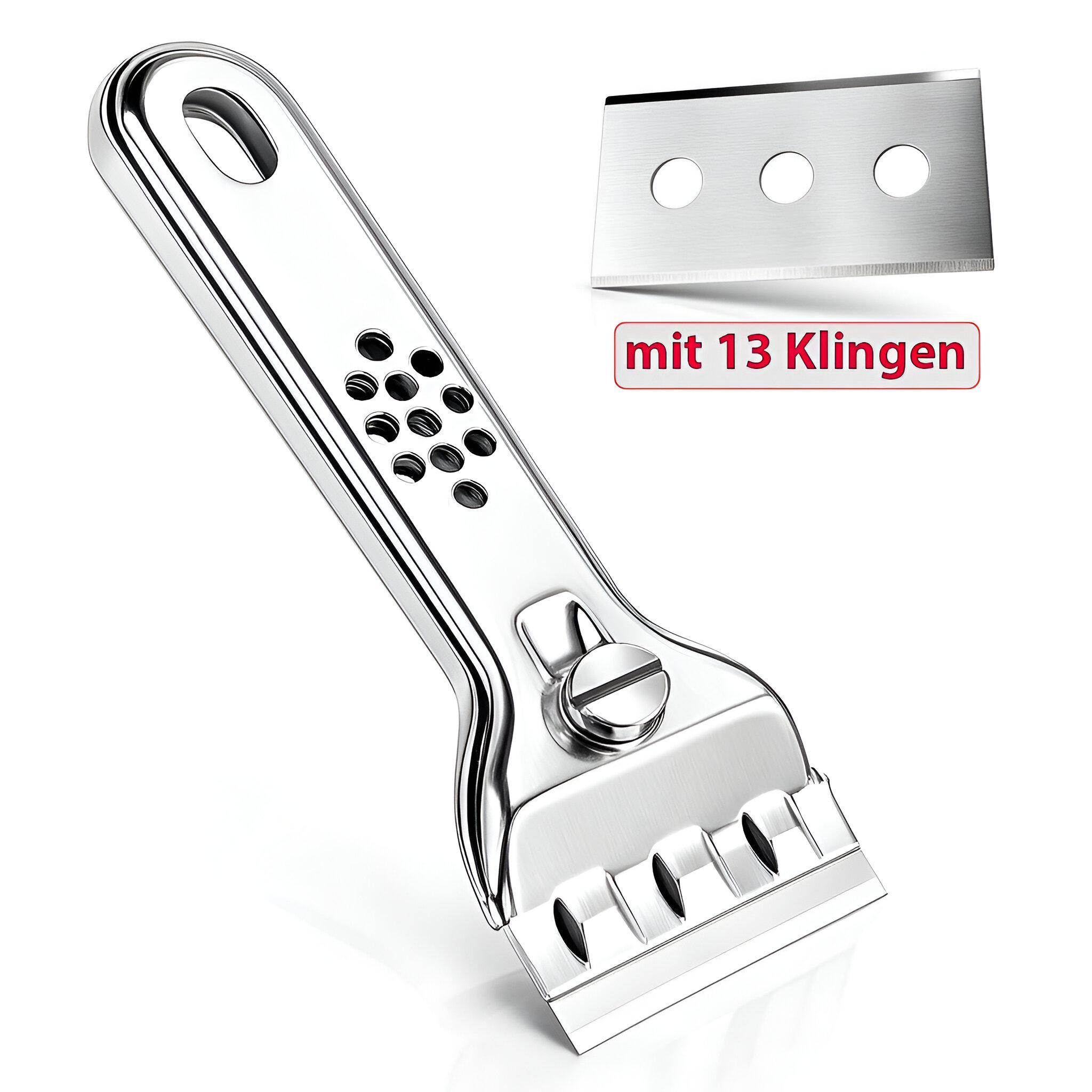 Vabiono Glasschaber Kochfeldschaber Glaskeramikkochfeld-Schaber Edelstahl + 13 Klingen