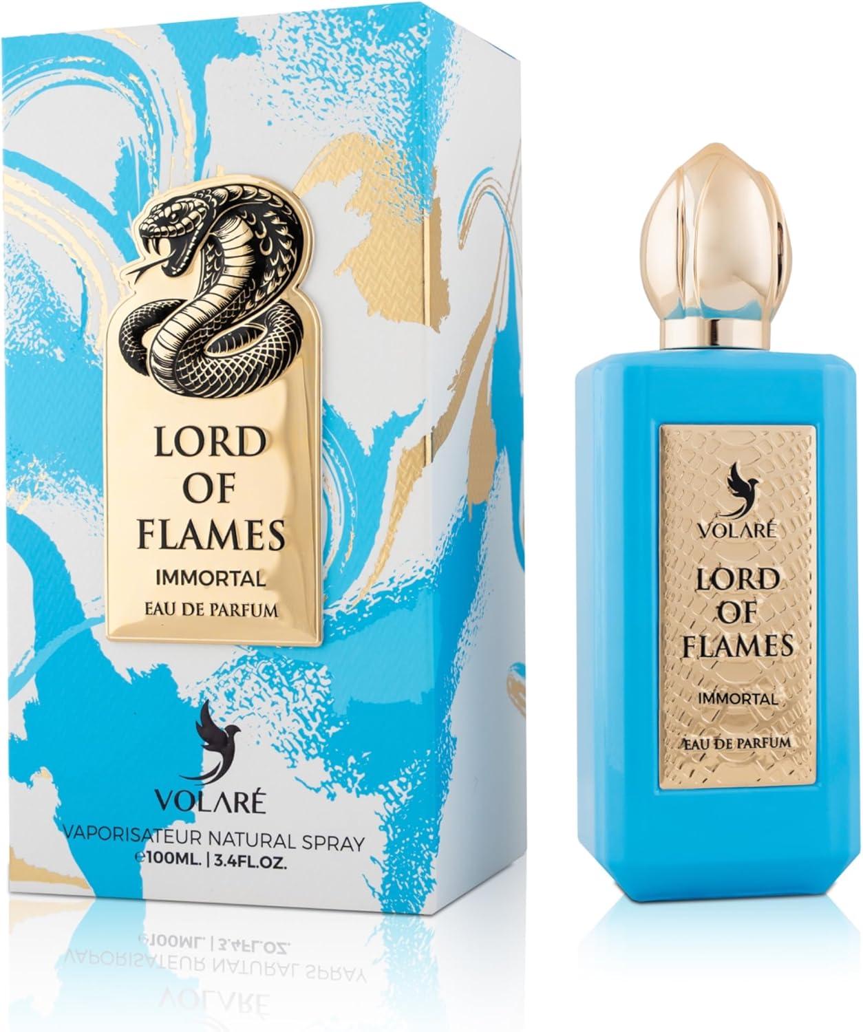 Volare Lord of Flames, Immortal Eau De Parfum pre mužov - 100 ml | Pikantná drevitá vôňa manga a oudu, dlhotrvajúca šamanská stopa