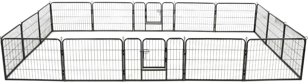 Hunde-Laufstall 16 Paneele Stahl 60x80 cm Schwarz