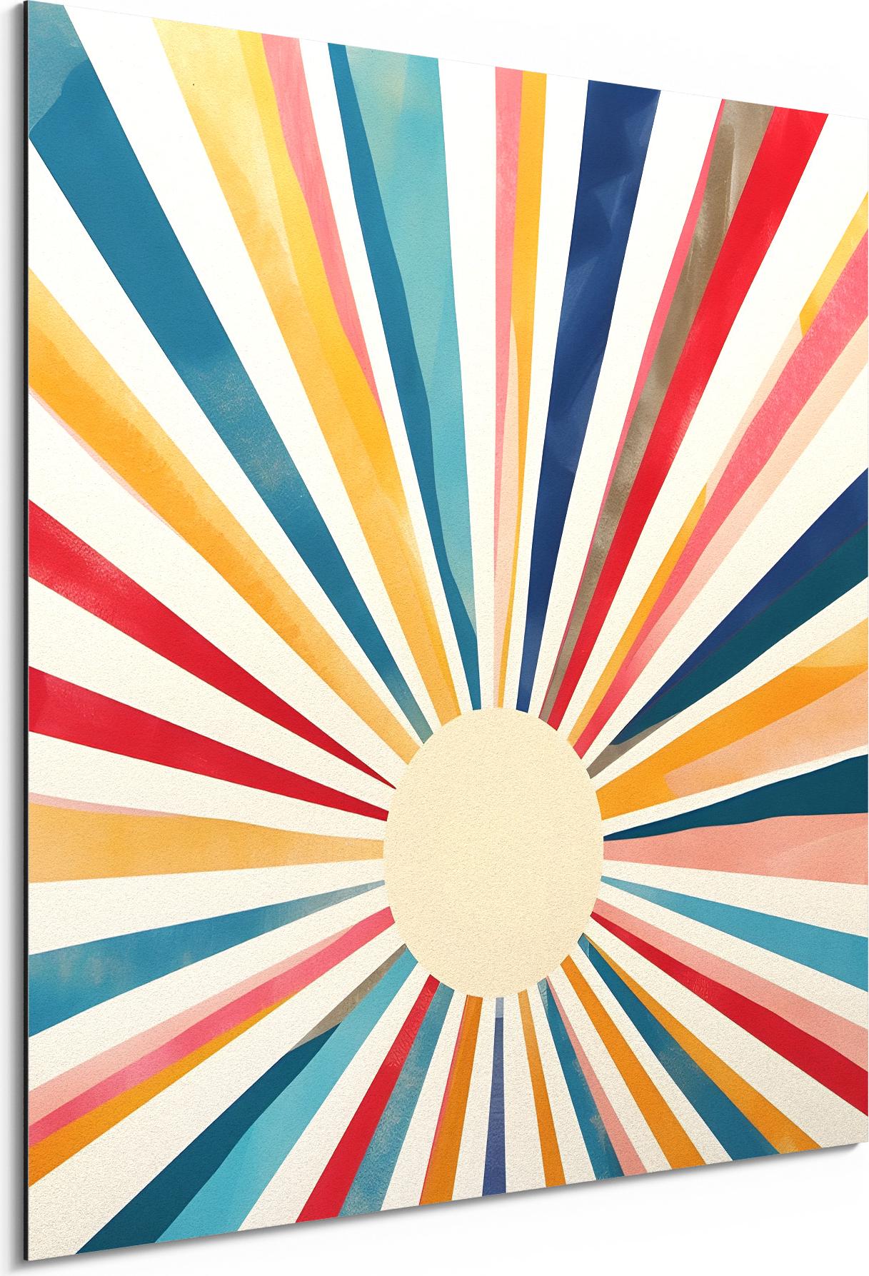 DEQORI Alu-Dibond Bild Weiß 50x50 cm 'Strahlenfreude' Wandbild Metall dünn Design AD-50-50-W-5293-UV