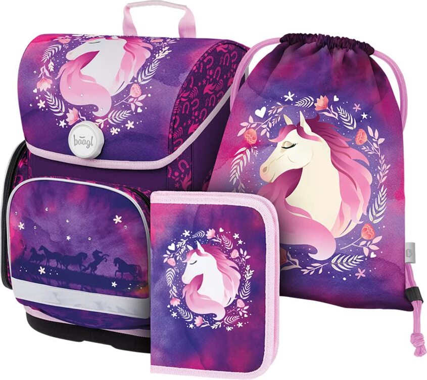 Zaino per la scuola, set da 3 pezzi, borsa per la scuola a partire dalla 3a classe, zaino per la scuola elementare con cintura toracica, zaino ergonomico