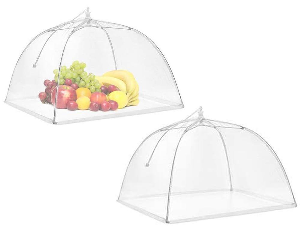 Markenlos Set mit 2 faltbaren Fliegengittern aus Netzgewebe, geeignet für Obst, Gebäck und Grillgerichte. Perfekter Schutz vor Fliegen für Lebensmittel, Obst und Grillgerichte.