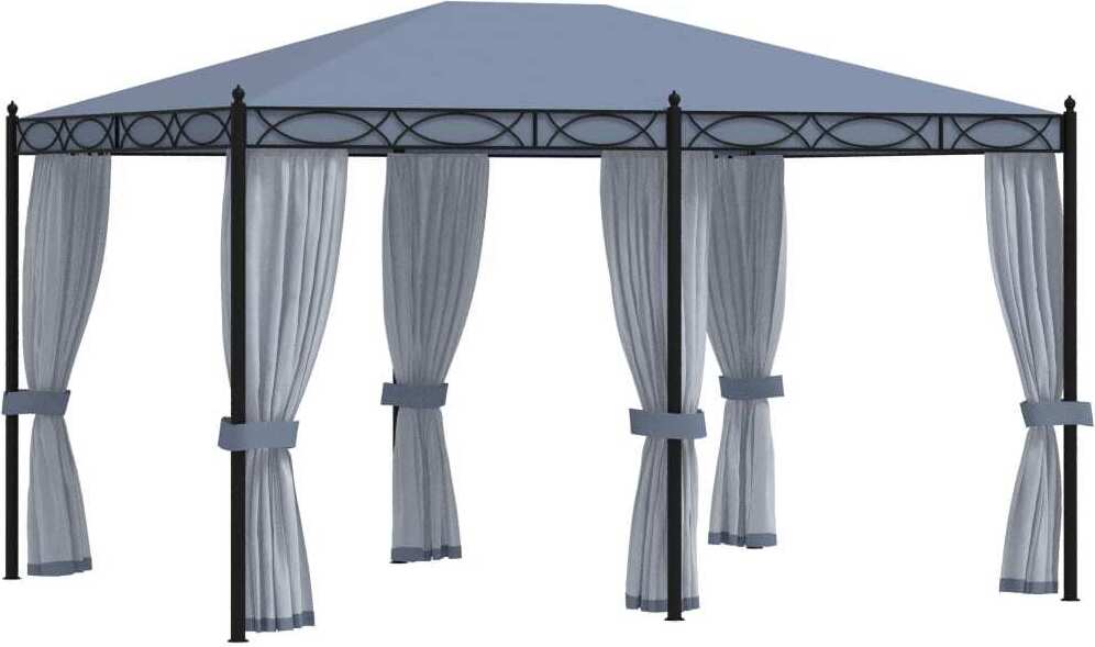 Syfax Pavillon mit Mückennetze 3x4 m Anthrazit Stahl 47148057