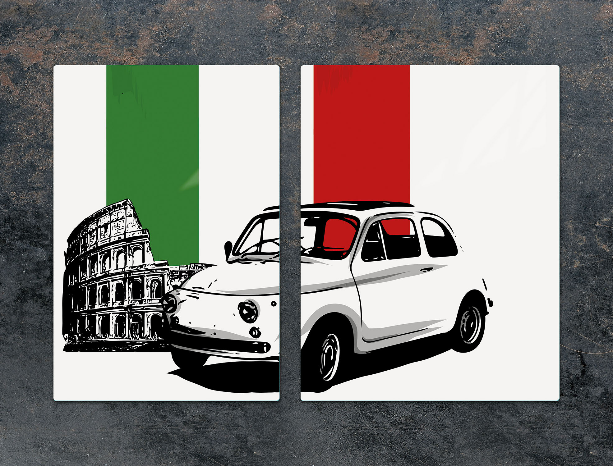 TMK ArtDeko Herdabdeckplatten 2 teilig 75x52 Ceranfeld Abdeckung Glas Schneidebrett Auto Flagge